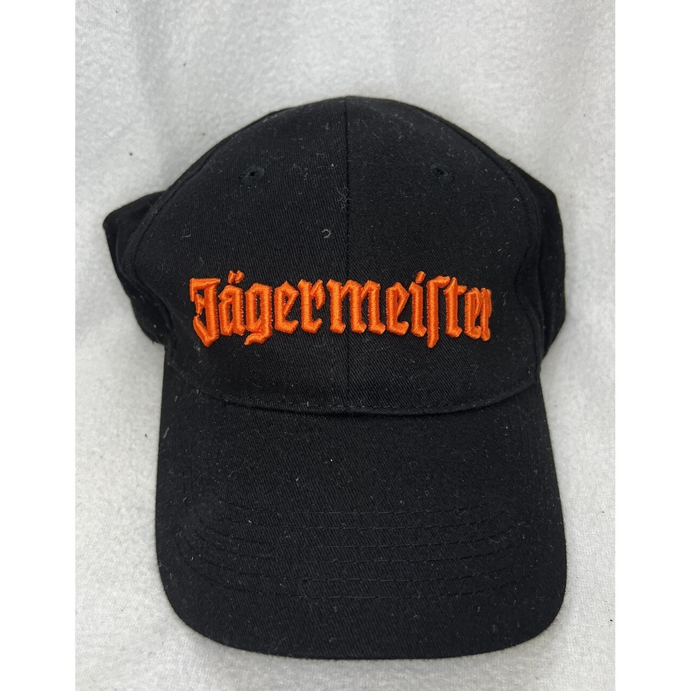 Jagermeister Baseball Hat Cap Adjustable Strapback‎ Black and Bright Orange